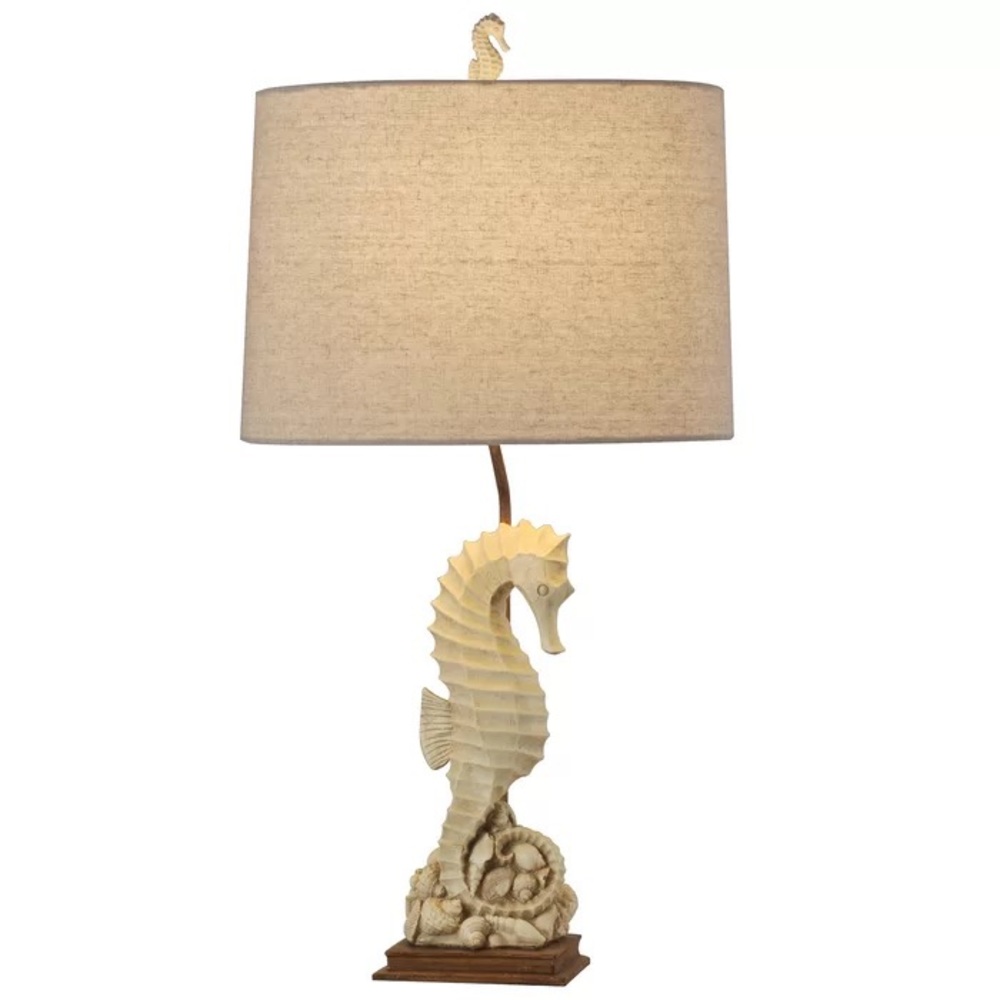 Beautiful Wood Carved Seahorse Lamp